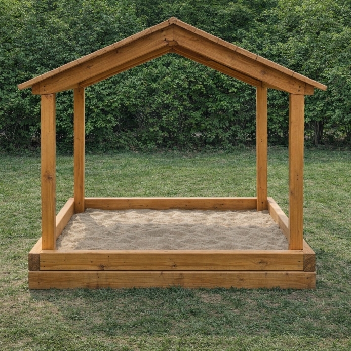 Akác homokozó tetővel, a nap ellen