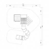Három színtes kockák cső csúszdával