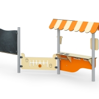 Ital árusító kocsi rajztáblával