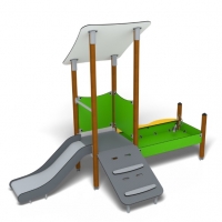 Csúszdás torony homokozó asztallal