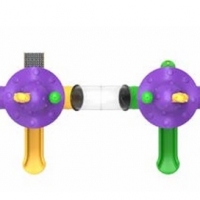 Dupla torony átlátszó íves cső alagúttal